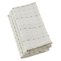 SARO 2136.W20S Stitched Line Design Cotton Blend Napkins White - Set Of 4