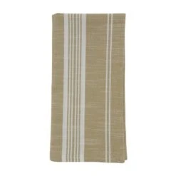SARO 5618.KH20S 20 In. Square Striped Design Cotton Table Napkins Khaki - Set Of 4