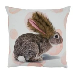 SARO 9055.P18SC 18 In. Square Throw Pillow Cover With Large Bunny Design