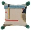 SARO 2191.M16SC 16 In. Square Multicolor Pom Pom Geometric Embroidered Pillow Cover