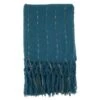 SARO TH320.BL5060 50 X 60 In. Oblong Blue Knotted Faux Mohair Throw Blanket