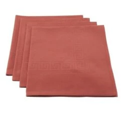 SARO DM002.BX21S 21 In. Square Greek Key Design Damask Napkin - Brick Set Of 4