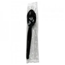 BWK Heavyweight Wrapped Polystyrene Cutlery Teaspoon, Black