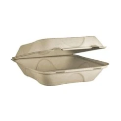 WOR 9 X 9 In. Fiber Hinged Containers; Natural - Case Of 300