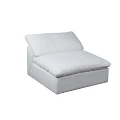 Sunset Trading SU-145837-391081 Cloud Puff Slipcovered Armless Sofa Sectional Modular Chair - Performance White