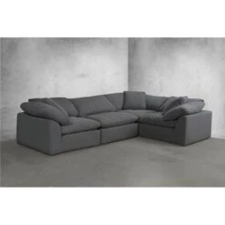 Sunset Trading SU-1458-94-3C-1A Cloud Puff Slipcovered Modular Sectional Sofa - Performance Gray 4 Piece