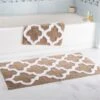 100 Percent Cotton Trellis Bathroom Mat SetTaupe - 2 Piece, 2PK