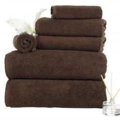 Bedford Home 67A-77231 100 Percent Cotton Zero Twist 6 Piece Towel Set - Chocolate