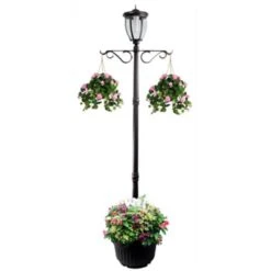 18 Dia. 7 Ft. Sun-Ray Kenwick Bronze Single Head Solar Lamp Post & Planter With Plant Hanger