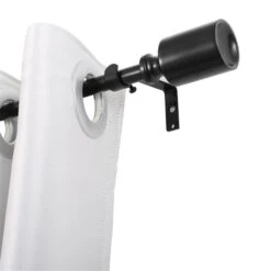 28-48 In. Curtain Rod With Decorative Cap Finial - Black