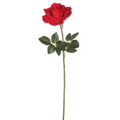 Single Velvet Rose Floral Stem Red