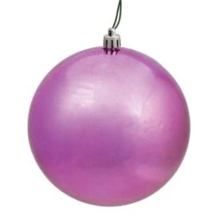 Vickerman N590745DSV Mauve Shiny UV Drilled Ball Ornament; 2.75 In. - 12 Per Bag