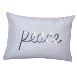 14 X 20 In. White Sequin Peace Pillow