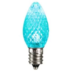 0.96 Watt 120V C7 Faceted LED Teal Twinkle Bulb With Nickel Base 25 Per Bag