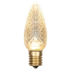 C9 Faceted LED Sun Warm White Bulb With E12 Nickel Base 25 Per Bag