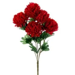 23 In. Artificial Crimson Mum Bush X 5, Red