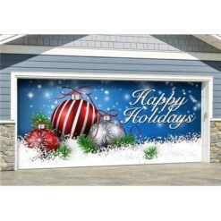 My Door Decor 285905XMAS-011 7 X16 Ft. Christmas Red & White Ornaments On Red Holiday Door Banner Decor; Multi Color