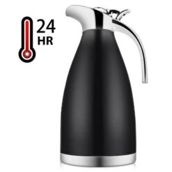 HYTX HY-BM-108-BK 2 Liter Stainless Steel Thermal Coffee Carafe With Double Walled Vacuum Insulated Thermos; Black