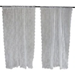 50 X 63 In. DII White Flower Blossom Lace Window Curtain