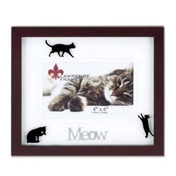 Walnut Wood 4x6 Meow Picture Frame - Matted Shadow Box Cat Frame 1 Walnut Wood 4x6 Meow Picture Frame - Matted Shadow Box Cat Frame