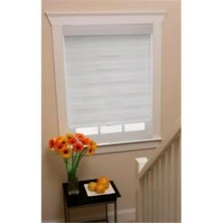 Cordless Celestial Sheer Double Layered Shade, White - 35 X 72 In.