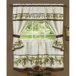 Tuscany Cottage Set - 57 In. X 24 In. Tier Pair-57 In. X 36 In. Tailored Topper With Attached Valance And Tiebacks.
