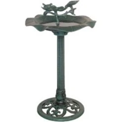Alpine Corp Two-Tier Bird On A Leaf Bird Bath