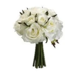 FBQ749-WH 9 In. Confetti Rose Bouquet White- Pack Of 6