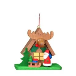 ULBR 10-0412 Christian Ulbricht Ornament - Santa With Elk House