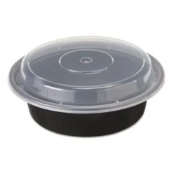 Pct NC718B 6 Dia. In. 1-Comp Versatile Container - Black & Clear; 16 Oz.