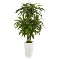 Marginatum Artificial Plant In White Tower Vase