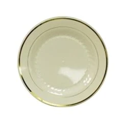 R40075GLD PE 7.5 In. Ivory Regal Plate Gold Trim, 120PK
