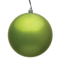 6 In. Lime Candy UV Christmas Ornament Ball, 4PK