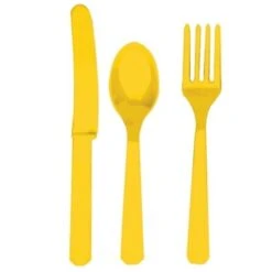 Amscan 236353 Yellow Sunshine Forks; Knives And Spoons- 8 Each