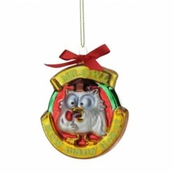 Candy Lane Tootsie Roll Pop Orignal Candy-Filled Lollipop Mr. Owl Glass Christmas Ornament