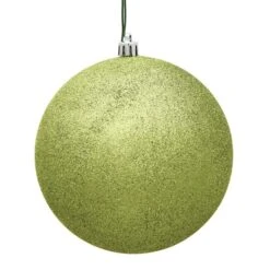 10 In. Lime Glitter Drilled Cap Christmas Ornament Ball