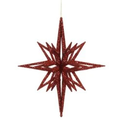 Red 3D Glitter Star Ornament, 12 In.