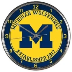 WinCraft Michigan Wolverines Round Chrome Wall Clock