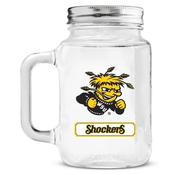 Wichita State Shockers Mason Jar Glass With Lid 1 Wichita State Shockers Mason Jar Glass With Lid