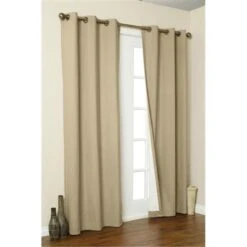 Thermalogic Insulated Solid Color Grommet Top Curtain Panel Pairs 84 In., Khaki