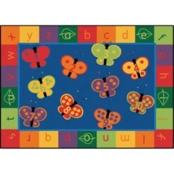 123 ABC Butterfly Fun 8 Ft. X 10 Ft. Rectangle Rug
