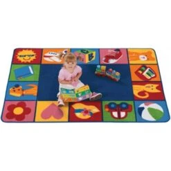 Toddler Blocks 6 Ft. X 9 Ft. Rectangle Carpet