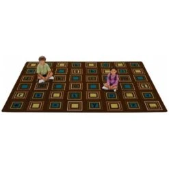 Carpets For Kids 14728 Literacy Squares 8 Ft. X 12 Ft. Rectangle Carpet