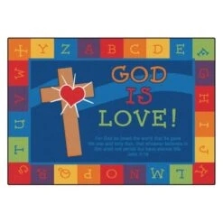 Carpets For Kids 83017 God Is Love Learning Rug; 7 Ft. 8 In. X 10 Ft. 10 In.