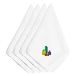 Christmas Presents Embroidered Napkins, Set Of 4, 4PK