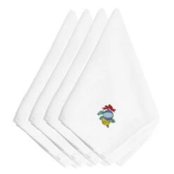 Christmas Ball Ornaments Embroidered Napkins, Set Of 4