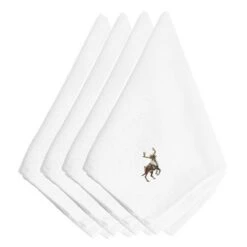 Christmas Reindeer Embroidered Napkins, Set Of 4