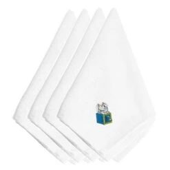 Christmas Toy Rabbit N A Box Embroidered Napkins, Set Of 4, 4PK