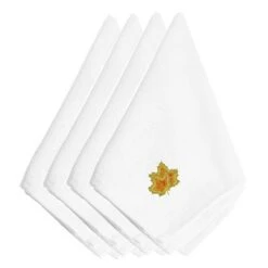 Carolines Treasures EMBT3446NPKE Fall Maple Leaves Embroidered Napkins; Set Of 4