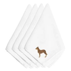 Australian Kelpie Dog Embroidered Napkins, Set Of 4